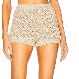 Retrofête Nixie Crochet Pearl-Embellished Knit Micro-Shorts Small